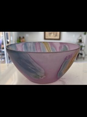 VTG Arcoroc France “Nouveau” Multicolor Drip Art Glass 9” Round Bowl | MCM